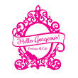 Logo image of Hello Gorgeous Boutique featuring a bright pink fancy mirror with the words "Hello Gorgeous Boutique & Cafe" in the center.